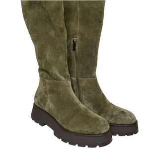 Vince Camuto Nettrio Green Suede Lug Sole Boots